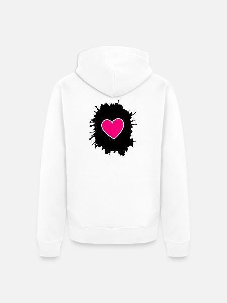 Magenta Heart on Black - Unisex Premium Organic Zip Hoodie - white