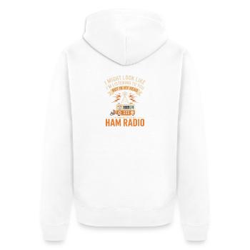 T-shirt rétro Radio Radio Amateur - Veste à capuche bio Premium Unisexe - blanc - Dos - Thijin (182cm)