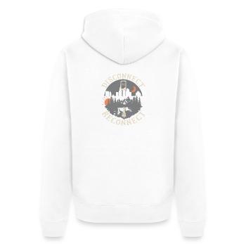 Camper, Wanderer, Pfadfinder, Camping, Wandern, Berge, Wald, - Unisex Premium Bio Zip Hoodie - Weiß - Hinten - Thijin (182cm)