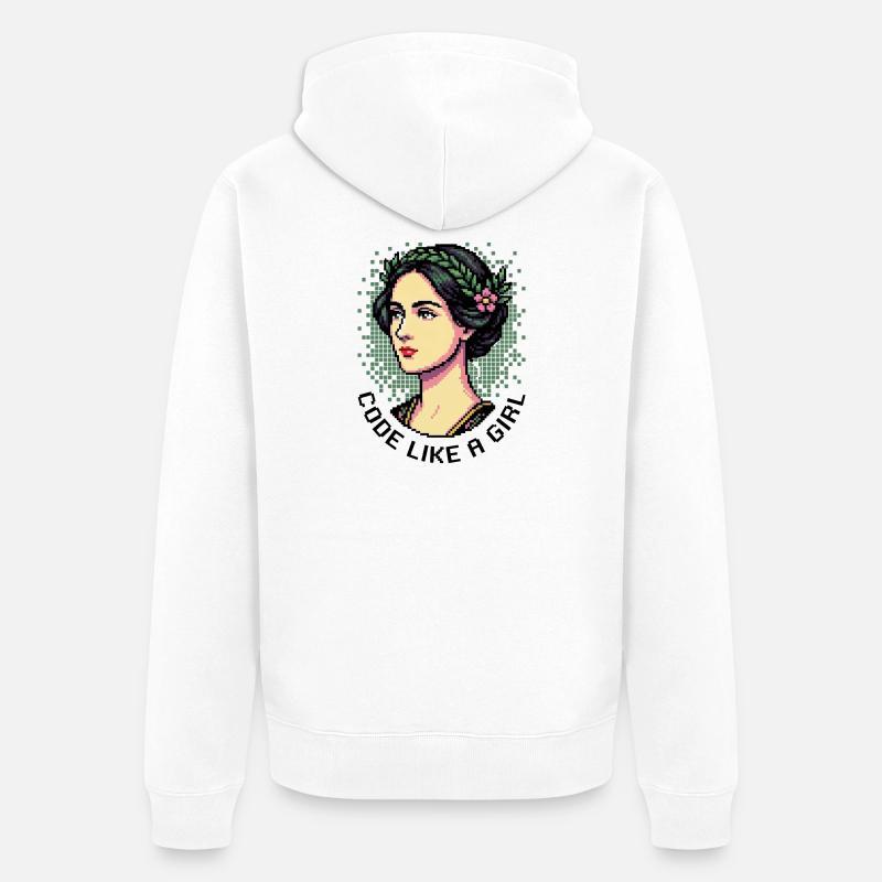 Ada Lovelace: Code wie ein Mädchen - Unisex Premium Bio Zip Hoodie - Weiß