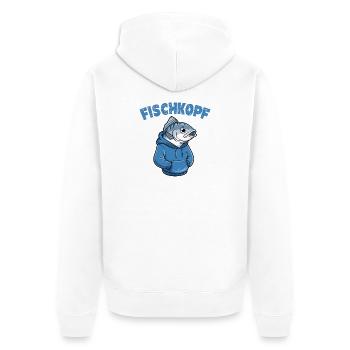  FISCHKOPF Lustiger Angler Spruch Norddeutscher - Unisex Premium Bio Zip Hoodie - Weiß - Hinten - Thijin (182cm)