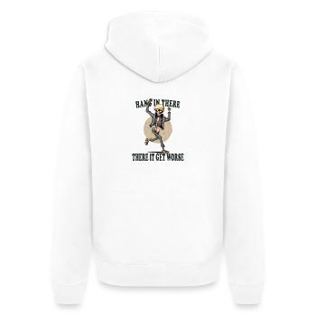 Durchhalten – Lustiges Skelett Humor Shirt - Unisex Premium Bio Zip Hoodie - Weiß - Hinten - Thijin (182cm)