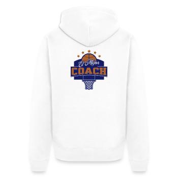 Bester Basketballtrainer - Unisex Premium Bio Zip Hoodie - Weiß - Hinten - Thijin (182cm)