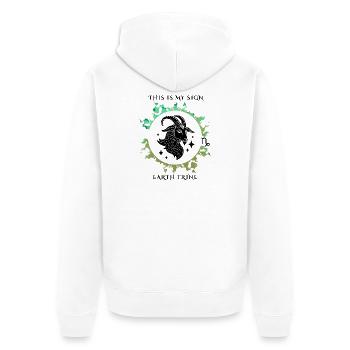 Mein Zeichen Steinbock - Unisex Premium Bio Zip Hoodie - Weiß - Hinten - Thijin (182cm)