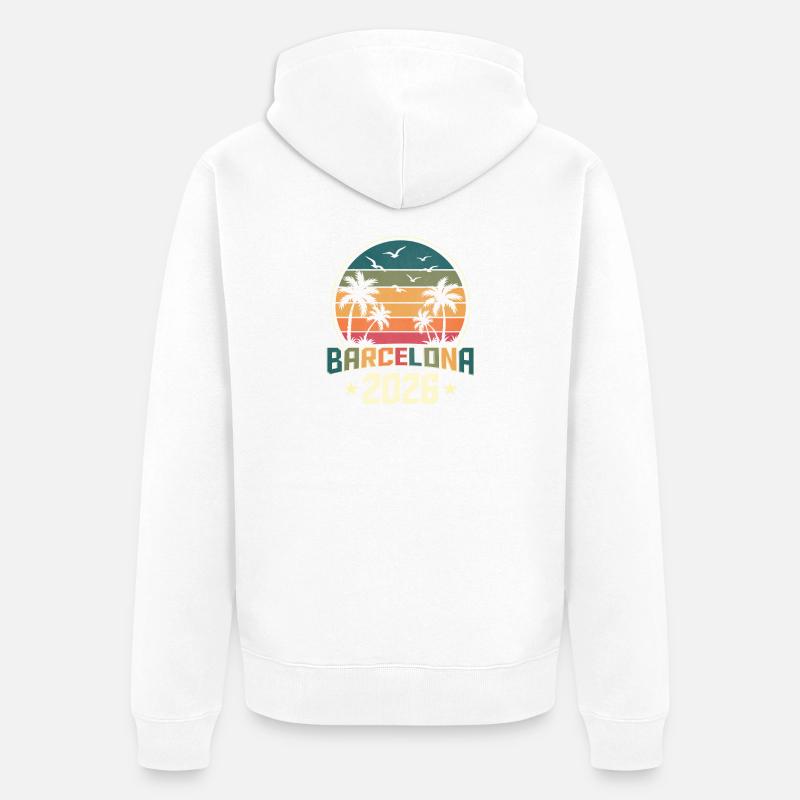 Barcelone 2026 - Veste à capuche bio Premium Unisexe - blanc
