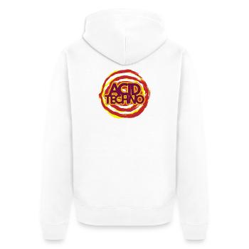 Acid Techno Neon-Logo - Unisex Premium Bio Zip Hoodie - Weiß - Hinten - Thijin (182cm)
