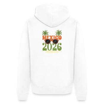 Mexiko 2026 - Unisex Premium Bio Zip Hoodie - Weiß - Hinten - Thijin (182cm)