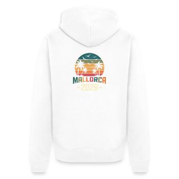 Mallorca 2026 - Unisex Premium Bio Zip Hoodie - Weiß - Hinten - Thijin (182cm)