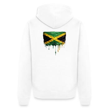 Jamaika Flagge Tropfenprint - Unisex Premium Bio Zip Hoodie - Weiß - Hinten - Thijin (182cm)