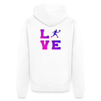Les fans de double de padel et les règles de padel vont de pair - Veste à capuche bio Premium Unisexe - blanc - Dos - Thijin (182cm)