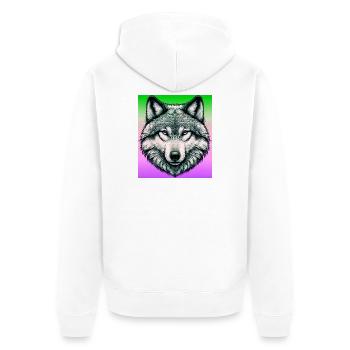 Wolf - Unisex Premium Bio Zip Hoodie - Weiß - Hinten - Thijin (182cm)