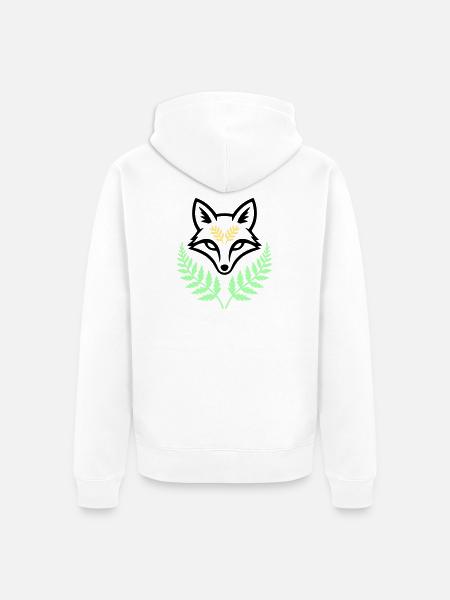 Fuchs Farn Pastell Wald Logo - Unisex Premium Bio Zip Hoodie - Weiß