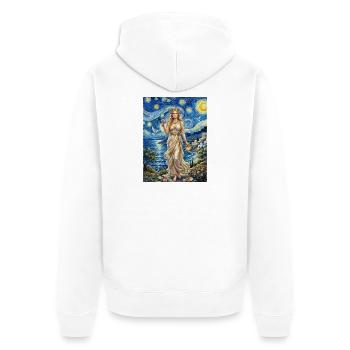 Aphrodite Starry Night - Unisex Premium Organic Zip Hoodie - white - Back - Thijin (182cm)