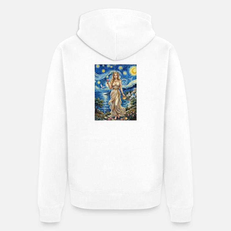 Nuit étoilée d’Aphrodite - Veste à capuche bio Premium Unisexe - blanc