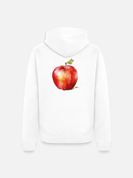 Aquarellapfel – Roter Fruchtakzent - Unisex Premium Bio Zip Hoodie - Weiß