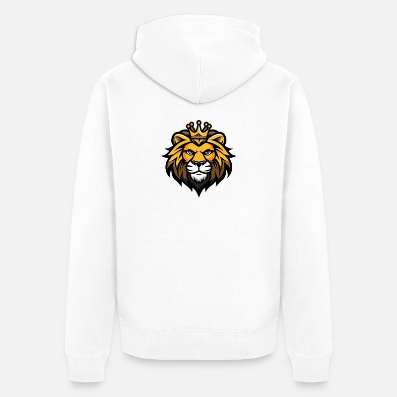 Couronne de tête de lion - Veste à capuche bio Premium Unisexe - blanc