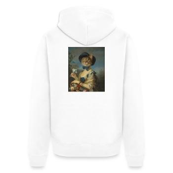 Catleen - Unisex Premium Organic Zip Hoodie - white - Back - Thijin (182cm)