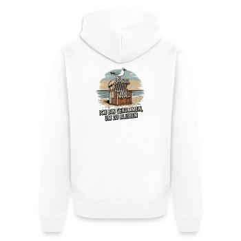 Ich Bin Gekommen Um Zu Bleiben Strandkorb Möwe - Unisex Premium Bio Zip Hoodie - Weiß - Hinten - Thijin (182cm)
