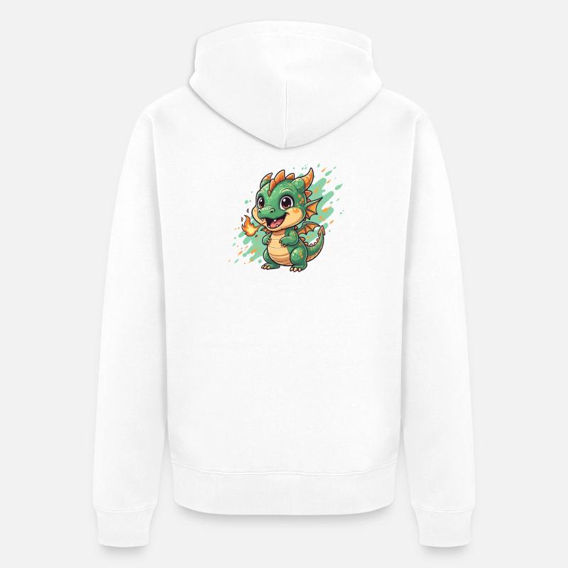 Petit Charme du Dragon de Feu - Veste à capuche bio Premium Unisexe - blanc