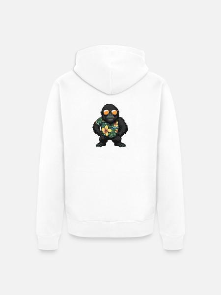 Vacances de Gorille Comic - Veste à capuche bio Premium Unisexe - blanc