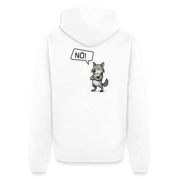 Nö! Wolf – Sturer Einzelgänger sagt Nein - Unisex Premium Bio Zip Hoodie - Weiß - Hinten - Thijin (182cm)