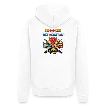 Emblème du snooker : Boules et queues (147/22) - Veste à capuche bio Premium Unisexe - blanc - Dos - Thijin (182cm)
