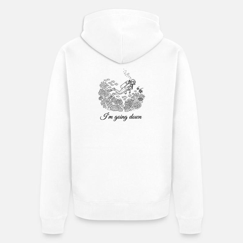 Drapeau de plongée sous-marine descendant rétro - Veste à capuche bio Premium Unisexe - blanc