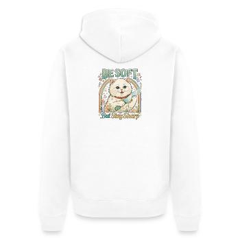 Be Soft Stay Sharp Katze Katzenmama sarkastisch - Unisex Premium Bio Zip Hoodie - Weiß - Hinten - Thijin (182cm)