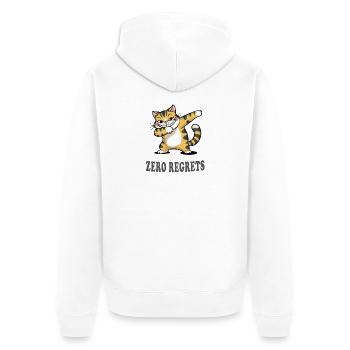 Zero Regrets Funny Cat Sarcasm Design - Unisex Premium Organic Zip Hoodie - white - Back - Thijin (182cm)