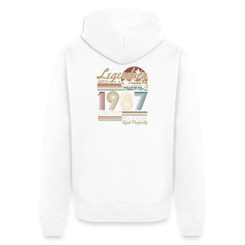 Cadeau rétro vintage d’anniversaire 1987 - Veste à capuche bio Premium Unisexe - blanc - Dos - Thijin (182cm)