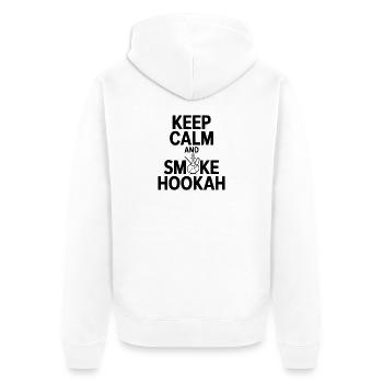 Bleib ruhig und rauche Wasserpfeife - Unisex Premium Bio Zip Hoodie - Weiß - Hinten - Thijin (182cm)