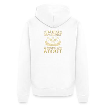 Zerspanungsmechaniker Dreher Fräser CNC Zerspaner - Unisex Premium Bio Zip Hoodie - Weiß - Hinten - Thijin (182cm)