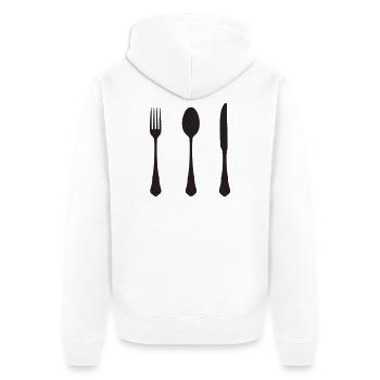 Silhouette minimaliste de couverts - Veste à capuche bio Premium Unisexe - blanc - Dos - Thijin (182cm)