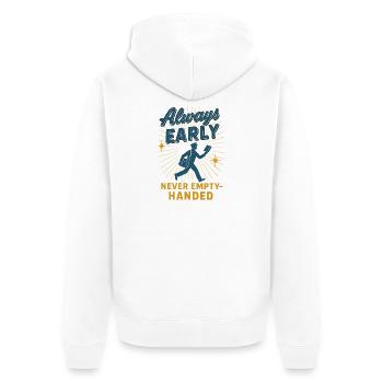 Always there early | Postman Deliverer Humor - Unisex Premium Organic Zip Hoodie - white - Back - Thijin (182cm)