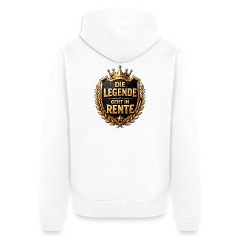 Die Legende geht in Rente - Unisex Premium Bio Zip Hoodie - Weiß - Hinten - Thijin (182cm)