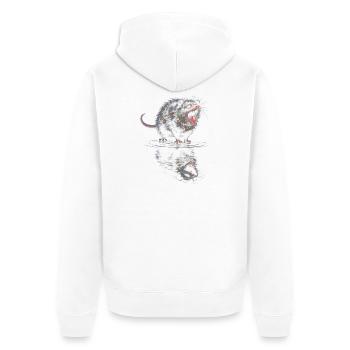 Wasserotter Brüller - Unisex Premium Bio Zip Hoodie - Weiß - Hinten - Thijin (182cm)
