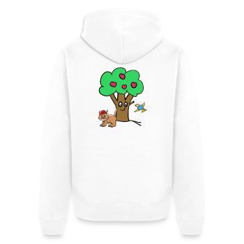 Pommier Chat Oiseau Enfants Jardin Nature - Veste à capuche bio Premium Unisexe - blanc - Dos - Thijin (182cm)