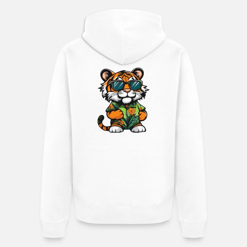 Vacances de Tiger Comic - Veste à capuche bio Premium Unisexe - blanc