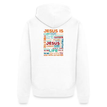 Jesus Names Word Christian Typography Design - Unisex Premium Organic Zip Hoodie - white - Back - Thijin (182cm)