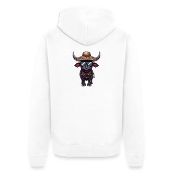 Stier Comic Lustig Sombrero - Unisex Premium Bio Zip Hoodie - Weiß - Hinten - Thijin (182cm)