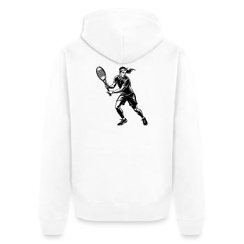 Tennisspieler - Unisex Premium Bio Zip Hoodie - Weiß - Hinten - Thijin (182cm)