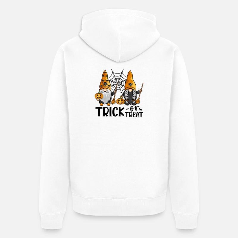 Halloween-Gnome zum Süßes-oder-Saures-Treffen - Unisex Premium Bio Zip Hoodie - Weiß