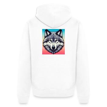 Wolf - Unisex Premium Organic Zip Hoodie - white - Back - Thijin (182cm)