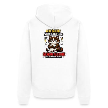 Ich bleib so wie ich bin, weil es andere stört! - Unisex Premium Bio Zip Hoodie - Weiß - Hinten - Thijin (182cm)