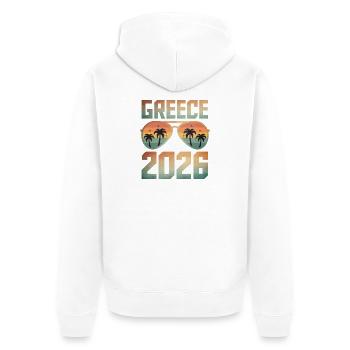 Greece 2026 - Unisex Premium Bio Zip Hoodie - Weiß - Hinten - Thijin (182cm)