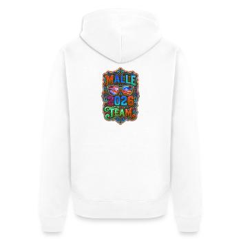 Malle 2026 Mallorca Urlaub Bunt - Unisex Premium Bio Zip Hoodie - Weiß - Hinten - Thijin (182cm)