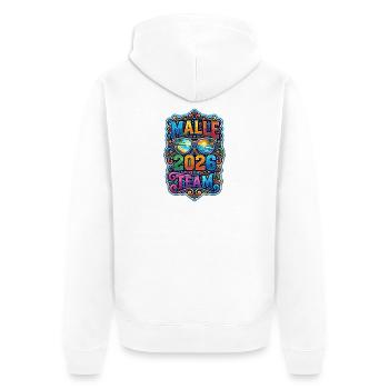 Malle 2026 Mallorca Urlaub Bunt - Unisex Premium Bio Zip Hoodie - Weiß - Hinten - Thijin (182cm)