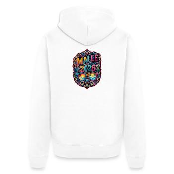 Malle 2026 Mallorca Palmen Bunt - Unisex Premium Bio Zip Hoodie - Weiß - Hinten - Thijin (182cm)