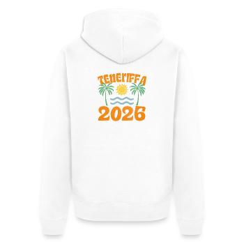 Tenerife 2026 - Unisex Premium Organic Zip Hoodie - white - Back - Thijin (182cm)