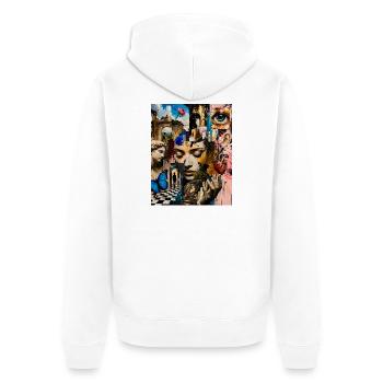 Surreal Collage Portrait - Unisex Premium Organic Zip Hoodie - white - Back - Thijin (182cm)